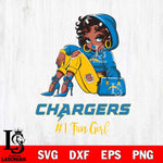 Los Angeles Chargers #1 beauty Black Fan Girl Svg Eps Dxf Png File, Digital Download, Instant Download