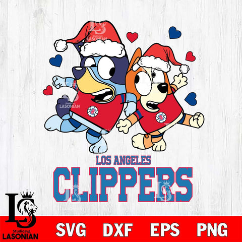 Los Angeles Clippers Bluey Christmas NFL Svg Eps Dxf Png File, Digital Download