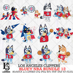 Los Angeles Clippers Bluey NBA Bundle 12 Svg Eps Dxf Png File, Digital Download, Instant Download