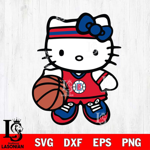 Los Angeles Clippers Hello Kitty basketball Svg Eps Dxf Png File, Digital Download, Instant Download