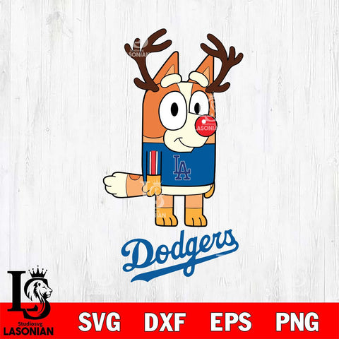 Los Angeles Dodgers Bluey Chilli Christmas Deer Svg Eps Dxf Png File, Digital Download