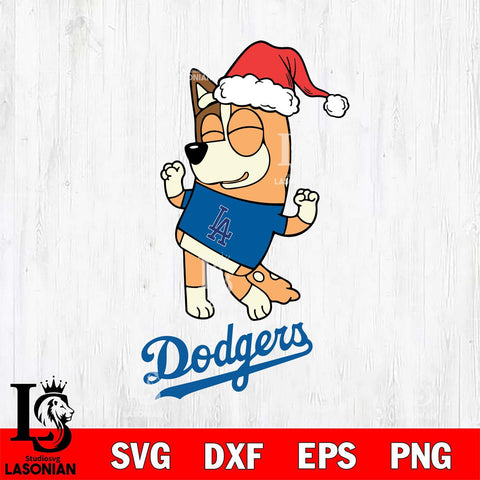 Los Angeles Dodgers Bluey Chilli Happy Christmas Svg Eps Dxf Png File, Digital Download