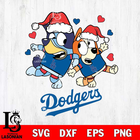 Los Angeles Dodgers Bluey Christmas 2 Svg Eps Dxf Png File, Digital Download