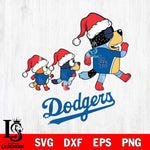 Los Angeles Dodgers Bluey Family Christmas Svg Eps Dxf Png File, Digital Download