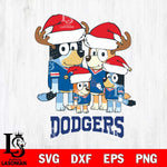 Los Angeles Dodgers Christmas Bluey Santa Family Cricut , Christmas Svg , Bluey svg , Digital Download, dxf eps png pdf file