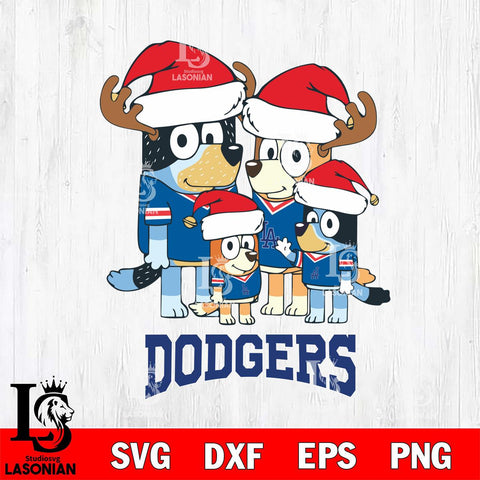 Los Angeles Dodgers Christmas Bluey Santa Family Cricut , Christmas Svg , Bluey svg , Digital Download, dxf eps png pdf file