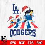 Los Angeles Dodgers Christmas Family Bluey Walking Cricut , Christmas Svg , Bluey svg , Digital Download, dxf eps png pdf file