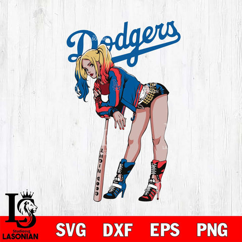 Los Angeles Dodgers Fan Girl Harley Quinn MLB Svg Eps Dxf Png File, Digital Download, Instant Download