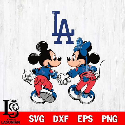 Los Angeles Dodgers Fan Minnie And Mickey Love Svg Eps Dxf Png File, Digital Download, Instant Download