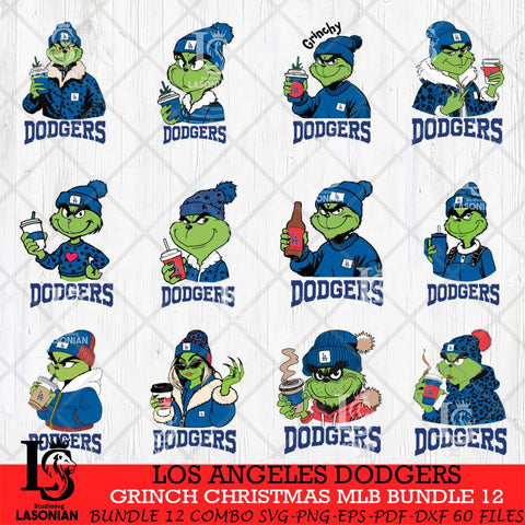 Los Angeles Dodgers Grinch Christmas MLB Bundle 12 Cut Files Cricut, Svg Dxf Eps Png file , Silhouette