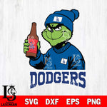 Los Angeles Dodgers Grinch Drinking Beer Christmas Cut Files Cricut, Svg Dxf Eps Png file , Silhouette