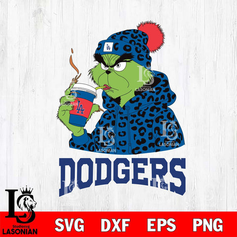 Los Angeles Dodgers Grinch Leopard Christmas Cut Files Cricut, Svg Dxf Eps Png file , Silhouette