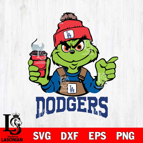 Los Angeles Dodgers Grinch with coffee Svg Eps Dxf Png File, Digital Download, Instant Download