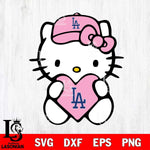 Los Angeles Dodgers Hello Kitty Pink Baseball 4 Svg Eps Dxf Png File, MLB svg, Digital Download, Instant Download