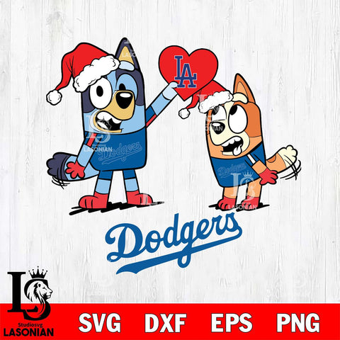 Los Angeles Dodgers Love Bluey Christmas Svg Eps Dxf Png File, Digital Download