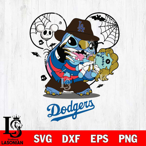 Los Angeles Dodgers Stitch Freddy Krueger Halloween Svg Eps Dxf Png File, Digital Download, Instant Download