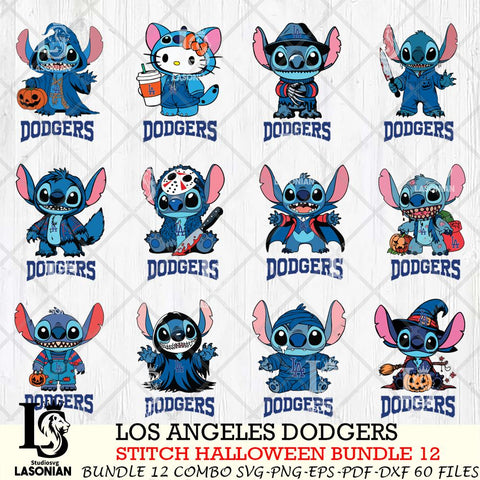 Los Angeles Dodgers Stitch Horror Bundle 12 SVG Svg Eps Dxf Png File, MLB svg, Digital Download, Instant Download