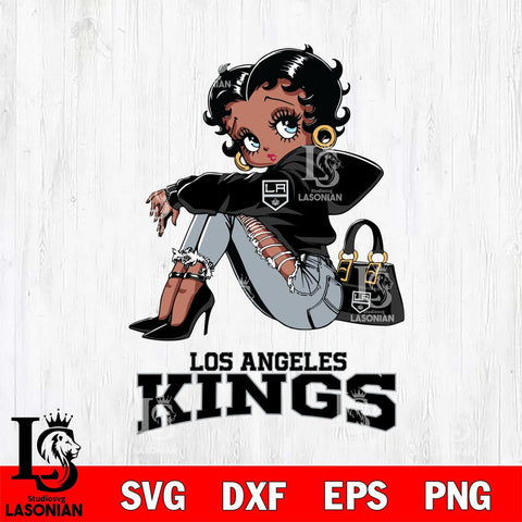 Los Angeles Kings Betty Boop Black Fan Girl Svg Eps Dxf Png File, Digital Download, Instant Download