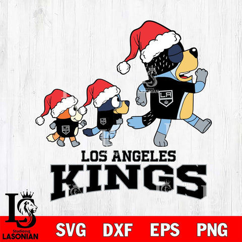 Los Angeles Kings Bluey Family Christmas Svg Eps Dxf Png File, Digital Download