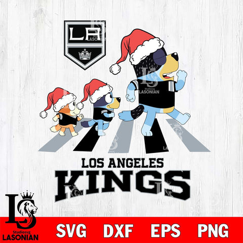 Los Angeles Kings Christmas Family Bluey Walking Svg, Christmas Svg , NHL svg , Digital Download, dxf eps png pdf file