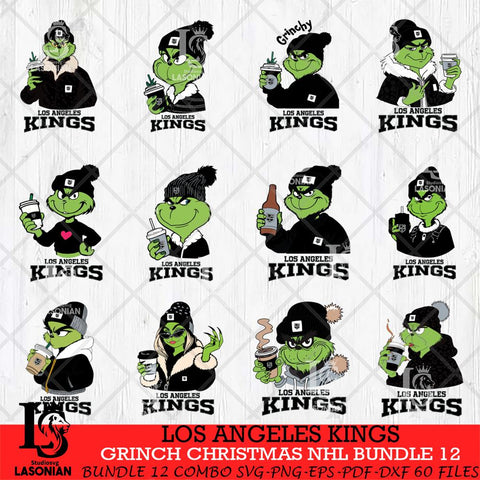 Los Angeles Kings Grinch Christmas NHL Bundle 12 Cut Files, Cricut,Christmas Svg Dxf Eps Png file , Digital Download