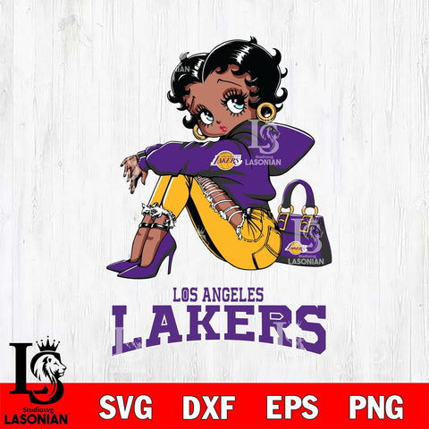 Los Angeles Lakers Betty Boop Black Fan Girl Svg Eps Dxf Png File, Digital Download, Instant Download