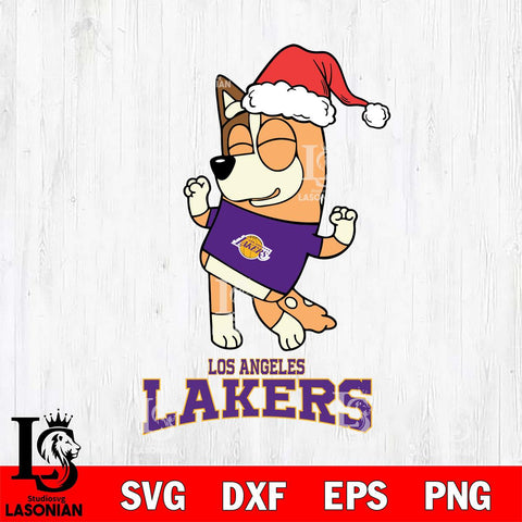 Los Angeles Lakers Bluey Chilli Happy Christmas Svg Eps Dxf Png File, Digital Download