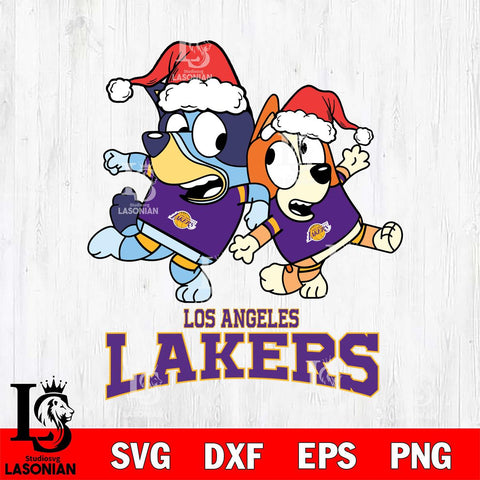 Los Angeles Lakers Bluey Christmas Holiday Svg Eps Dxf Png File, Digital Download