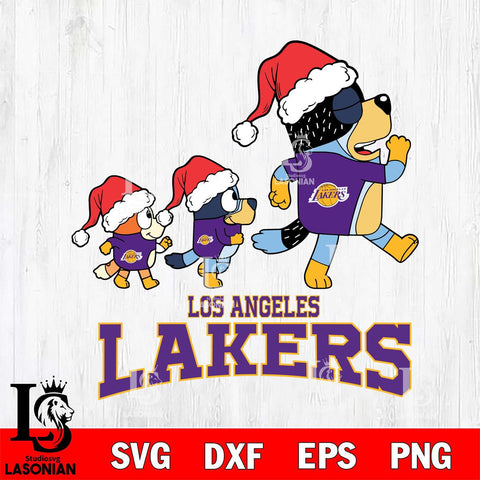 Los Angeles Lakers Bluey Family Christmas Svg Eps Dxf Png File, Digital Download