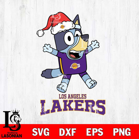 Los Angeles Lakers Bluey Happy Christmas Svg Eps Dxf Png File, Digital Download