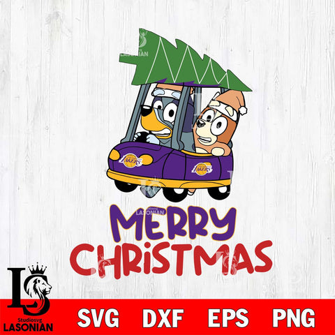 Los Angeles Lakers Bluey Merry Christmas Svg Eps Dxf Png File, Digital Download