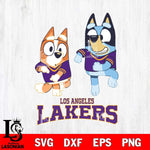 Los Angeles Lakers Bluey with Chilli Dance Svg Eps Dxf Png File, Digital Download, Instant Download