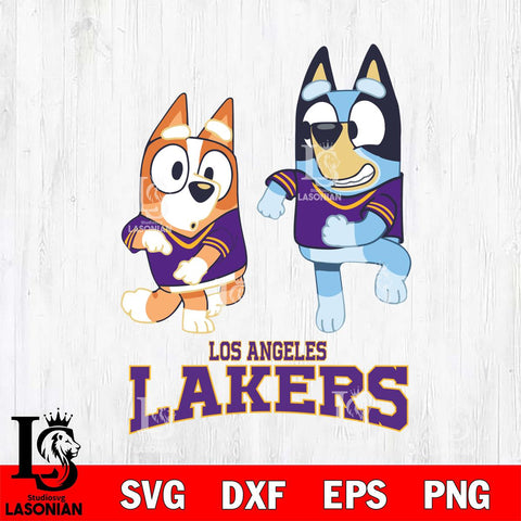 Los Angeles Lakers Bluey with Chilli Dance Svg Eps Dxf Png File, Digital Download, Instant Download