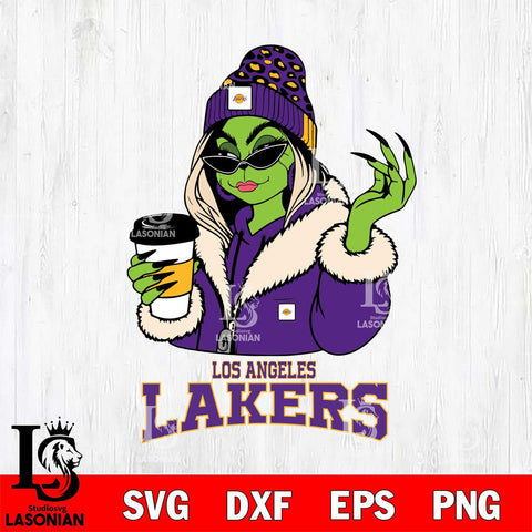 Los Angeles Lakers Boujee Grinch Girls Christmas Cut Files Cricut, Svg Dxf Eps Png file , Silhouette