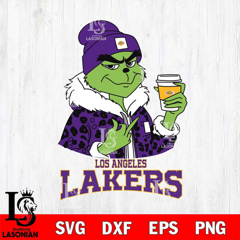 Los Angeles Lakers Boujee Grinch Leopard Christmas Cut Files Cricut, Svg Dxf Eps Png file , Silhouette