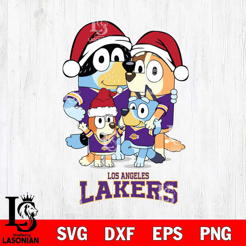 Los Angeles Lakers Christmas Bluey Family Sport Svg , Christmas Svg , Bluey svg , Digital Download, dxf eps png pdf file