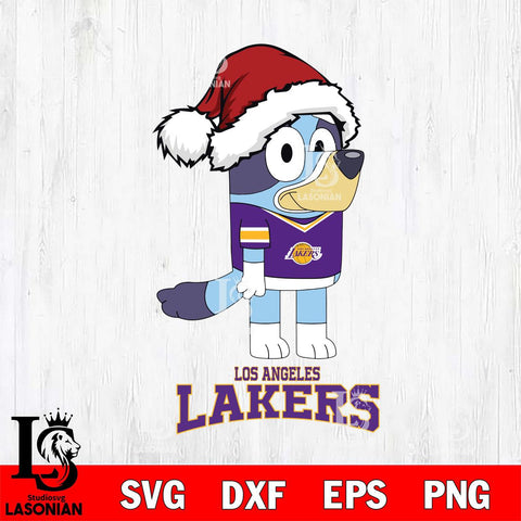 Los Angeles Lakers Christmas Bluey Hat Svg , Christmas Svg , Bluey svg , Digital Download, dxf eps png pdf file