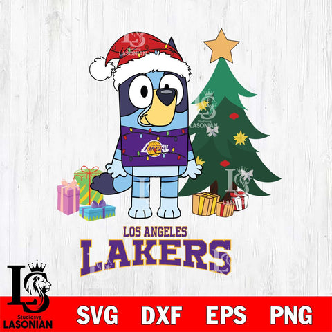 Los Angeles Lakers Christmas Bluey Tree Sport Svg , Christmas Svg , Bluey svg , Digital Download, dxf eps png pdf file