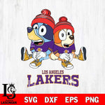 Los Angeles Lakers Christmas Bluey & Bingo Sit Svg , Christmas Svg , Bluey svg , Digital Download, dxf eps png pdf file