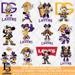 Los Angeles Lakers Disney character NBA Bundle 12 Svg Eps Dxf Png File, Digital Download, Instant Download