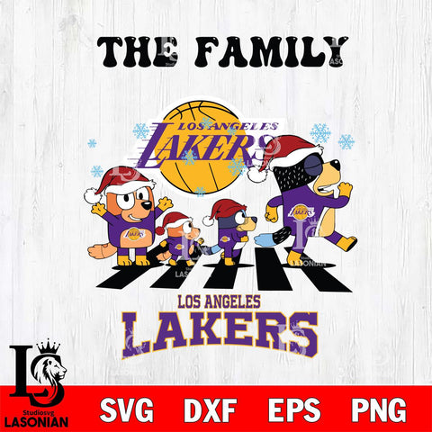 Los Angeles Lakers Family Bluey Christmas Svg Eps Dxf Png File, Digital Download