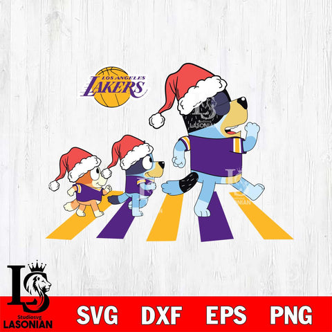 Los Angeles Lakers Family Bluey Walking Christmas Svg Eps Dxf Png File, Digital Download, Instant Download