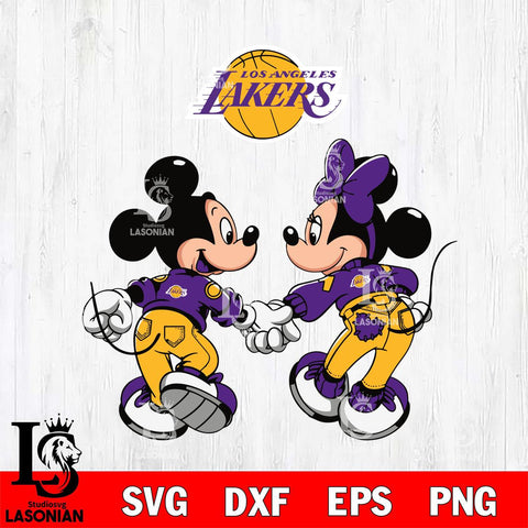 Los Angeles Lakers Fan Minnie And Mickey Love Svg Eps Dxf Png File, Digital Download, Instant Download