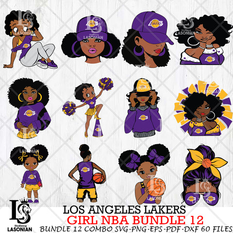 Los Angeles Lakers Girl NBA Bundle 12 Svg Eps Dxf Png File, Digital Download, Instant Download