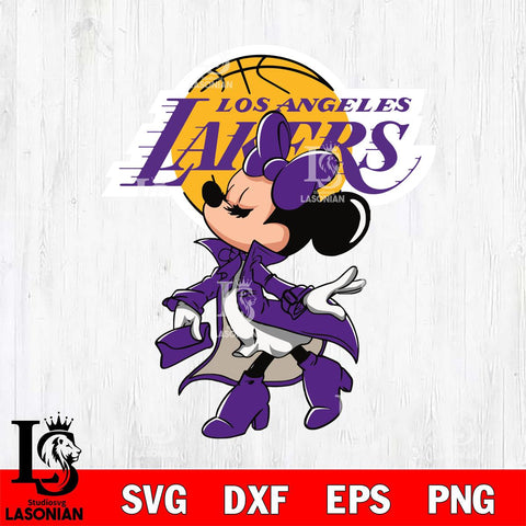 Los Angeles Lakers Glamorous Minnie Svg Eps Dxf Png File, Digital Download, Instant Download