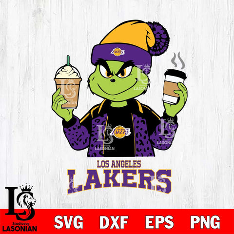 Los Angeles Lakers Grinch 2 coffee Svg Eps Dxf Png File, Digital Download, Instant Download