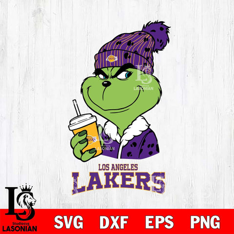 Los Angeles Lakers Grinch Cofffe Christmas Cut Files Cricut, Svg Dxf Eps Png file , Silhouette