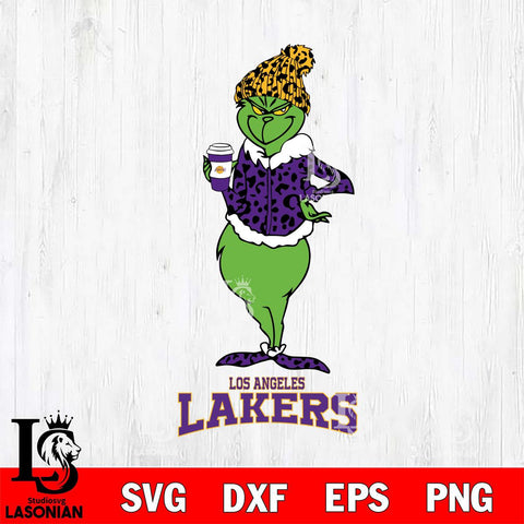 Los Angeles Lakers Grinch Leopard Coffee Svg Eps Dxf Png File, Digital Download, Instant Download