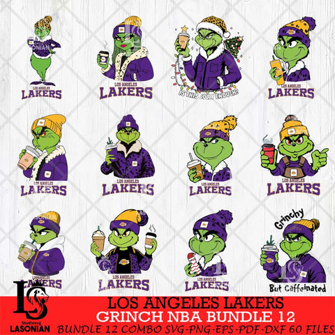 Los Angeles Lakers Grinch NBA Bundle 12 SVG Eps Dxf Png File, Digital Download, Instant Download