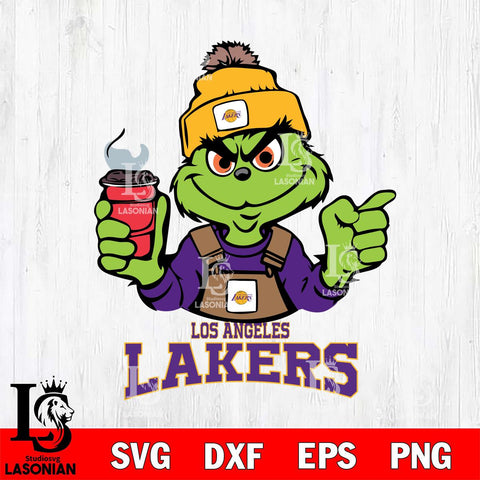 Los Angeles Lakers Grinch with coffee Svg Eps Dxf Png File, Digital Download, Instant Download